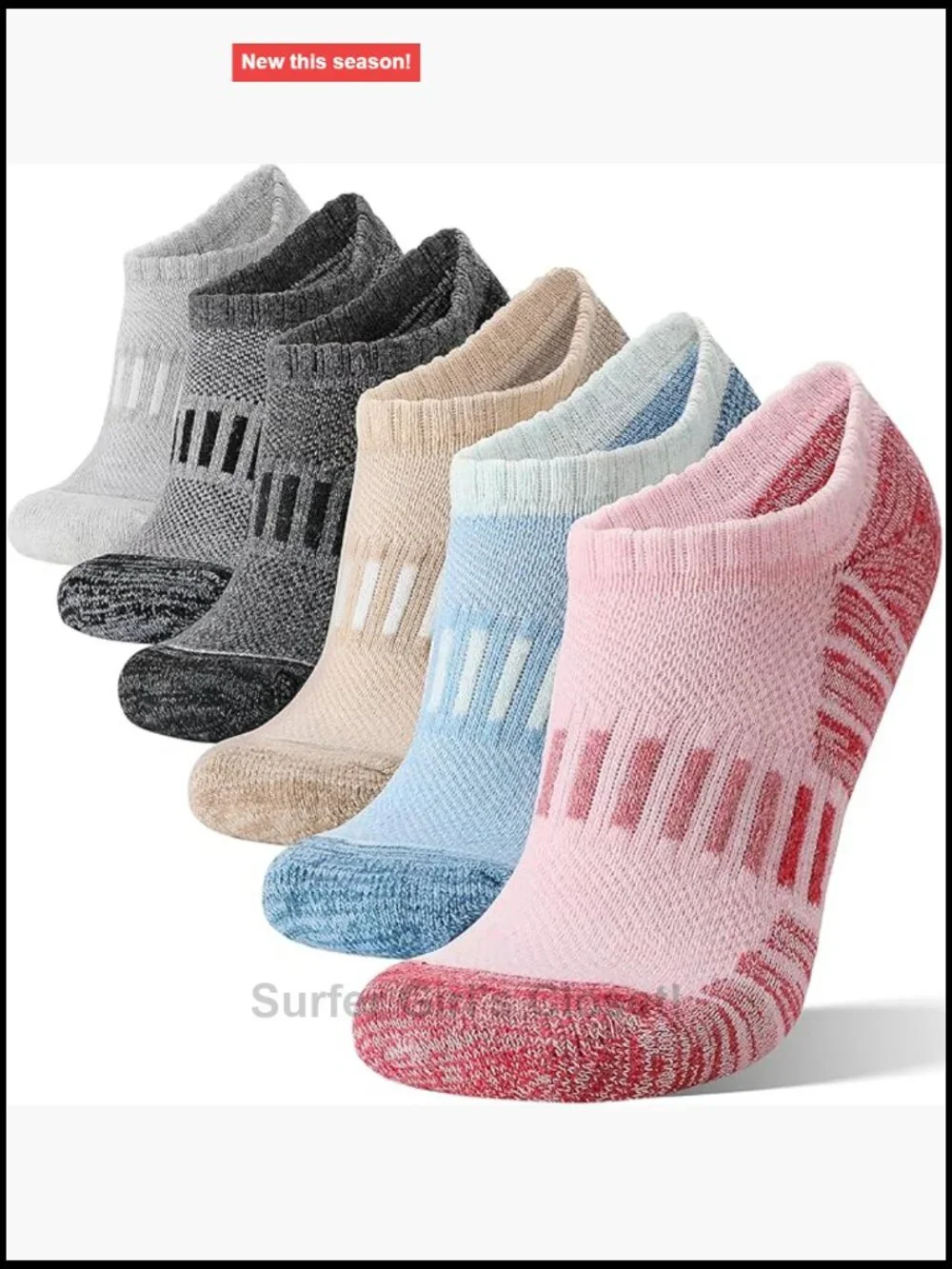 Merino Wool Ankle Athletic Socks Cushioned Breathable for Men Women 6 Pairs